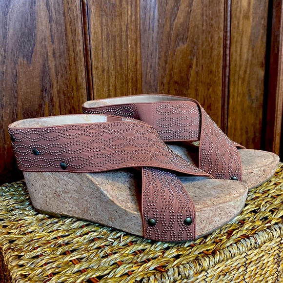 Lucky Brand Miller Wedge Studded Sandal-Brown-Women’s Size 9.5 - Picture 2 of 13